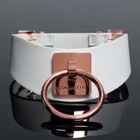 Coquette Luxury Faux Leather Collar With Rose Gold O-Ring