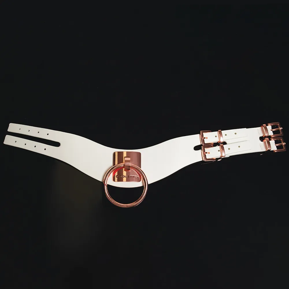 Coquette Luxury Faux Leather Collar With Rose Gold O-Ring