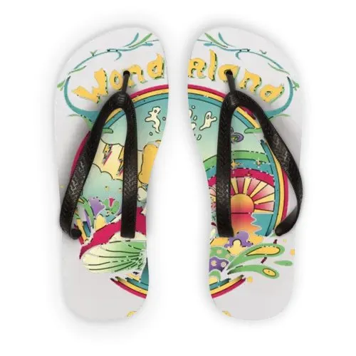 Day Dreamer Adult Flip Flops - Customizable Full Color Print, Soft Plastic Straps