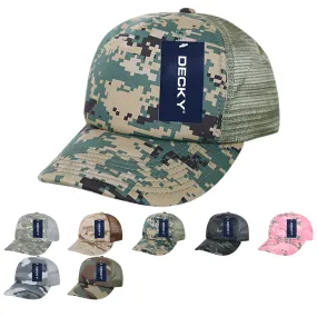 Decky 253 - Camo Foam Trucker Hat, 5 Panel Camouflage Trucker Cap