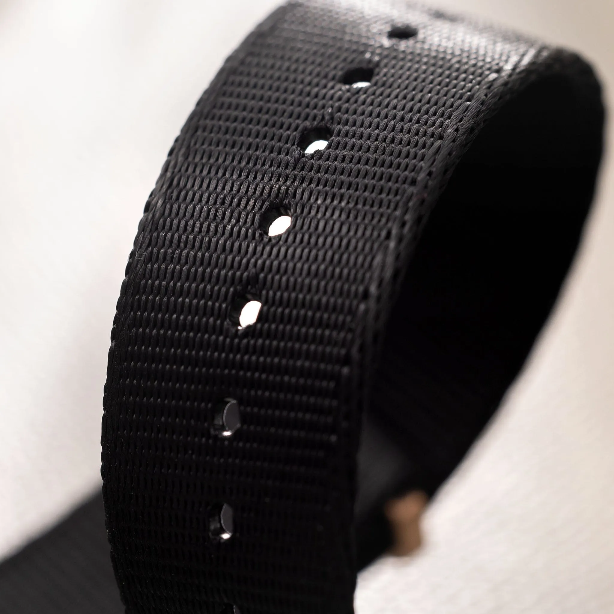 Deluxe Nylon Single Pass Watch Strap Pure Black - Gold