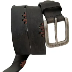 Distressed Black/Brown Leather Belt