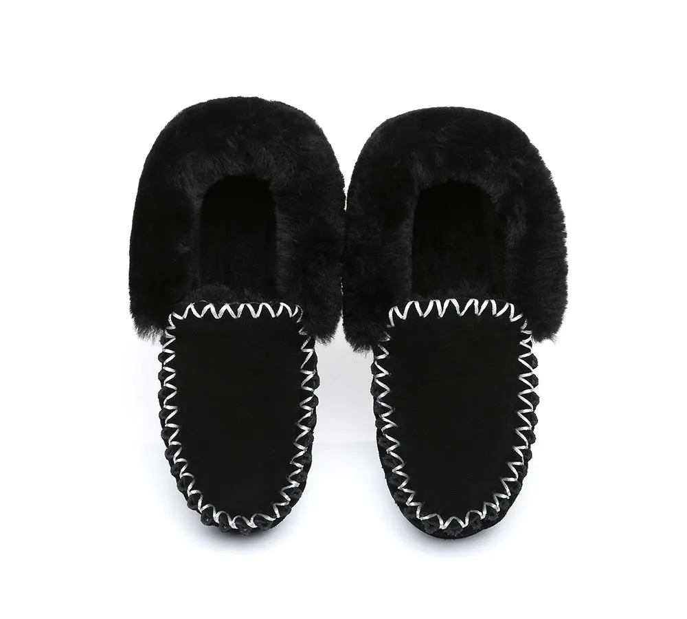 EVERAU® UGG Sheepskin Wool Ankle Slippers Popo Moccasin