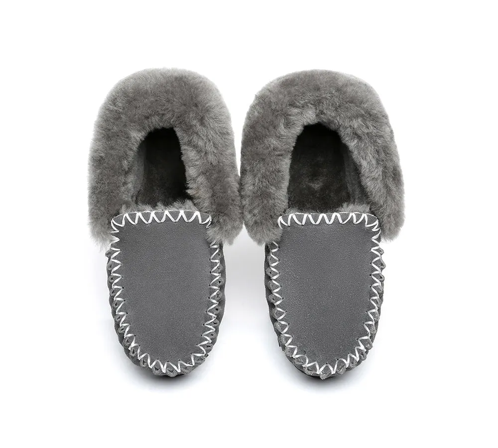 EVERAU® UGG Sheepskin Wool Ankle Slippers Popo Moccasin