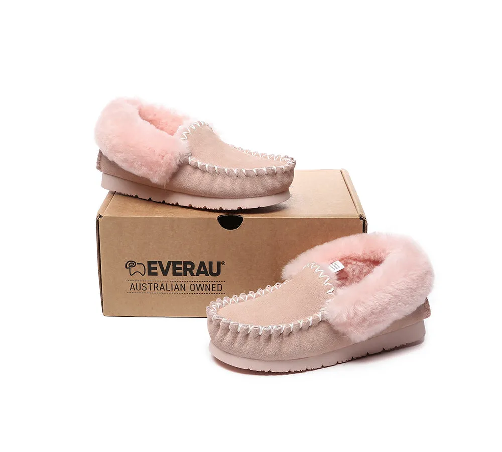 EVERAU® UGG Sheepskin Wool Ankle Slippers Popo Moccasin