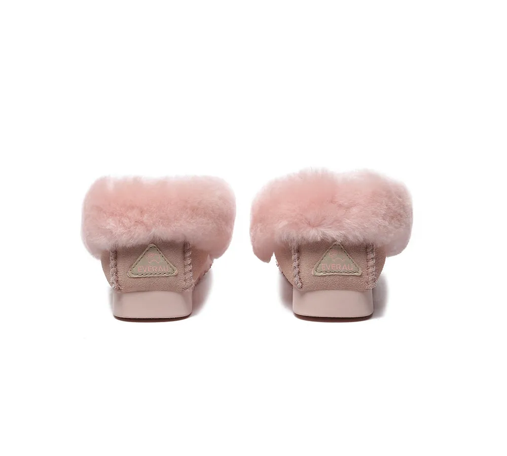 EVERAU® UGG Sheepskin Wool Ankle Slippers Popo Moccasin