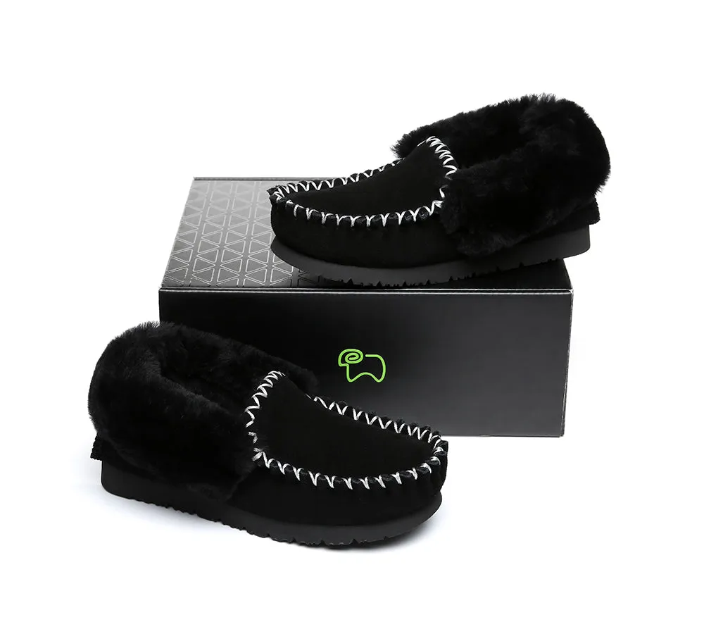 EVERAU® UGG Sheepskin Wool Ankle Slippers Popo Moccasin