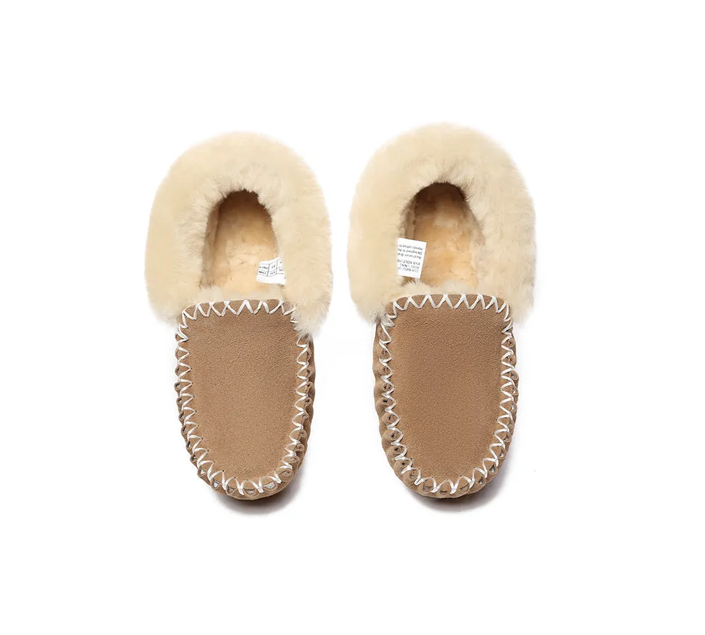 EVERAU® UGG Sheepskin Wool Ankle Slippers Popo Moccasin