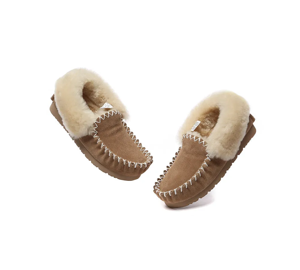 EVERAU® UGG Sheepskin Wool Ankle Slippers Popo Moccasin