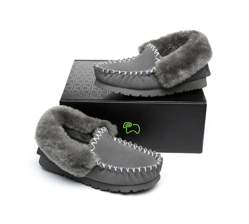 EVERAU® UGG Sheepskin Wool Ankle Slippers Popo Moccasin