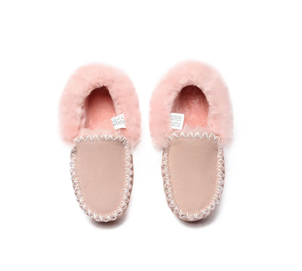 EVERAU® UGG Sheepskin Wool Ankle Slippers Popo Moccasin