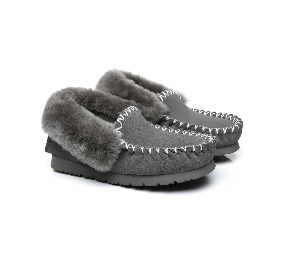 EVERAU® UGG Sheepskin Wool Ankle Slippers Popo Moccasin