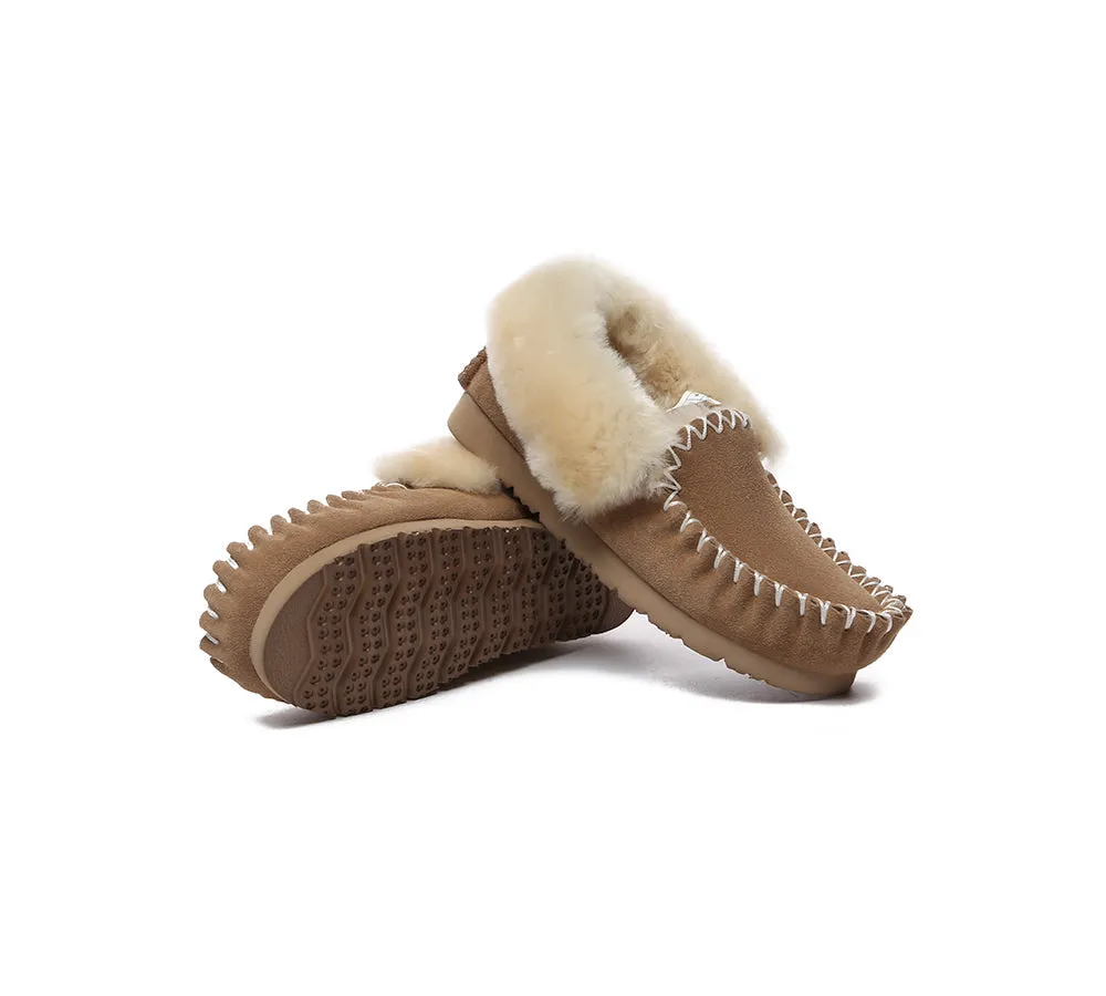 EVERAU® UGG Sheepskin Wool Ankle Slippers Popo Moccasin