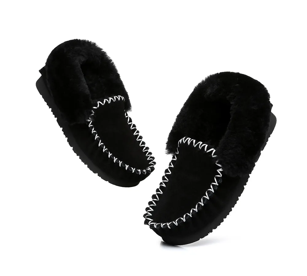 EVERAU® UGG Sheepskin Wool Ankle Slippers Popo Moccasin