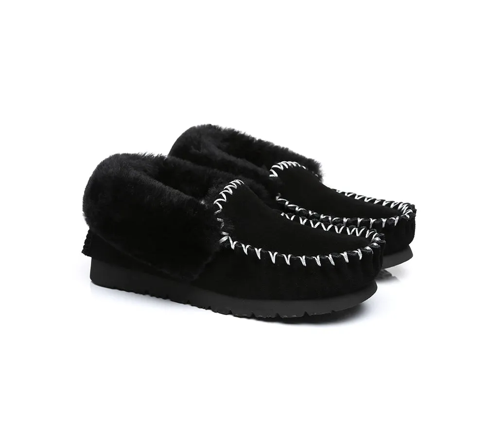 EVERAU® UGG Sheepskin Wool Ankle Slippers Popo Moccasin