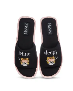 Feline Sleepy Open-Toe Slippers