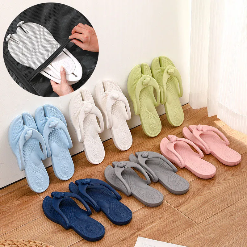 Folding Slipper Travel Portable Flip-flops Indoor And Outdoor Soft Sole Beach Hotel Couple Shoes Lazy Slippers