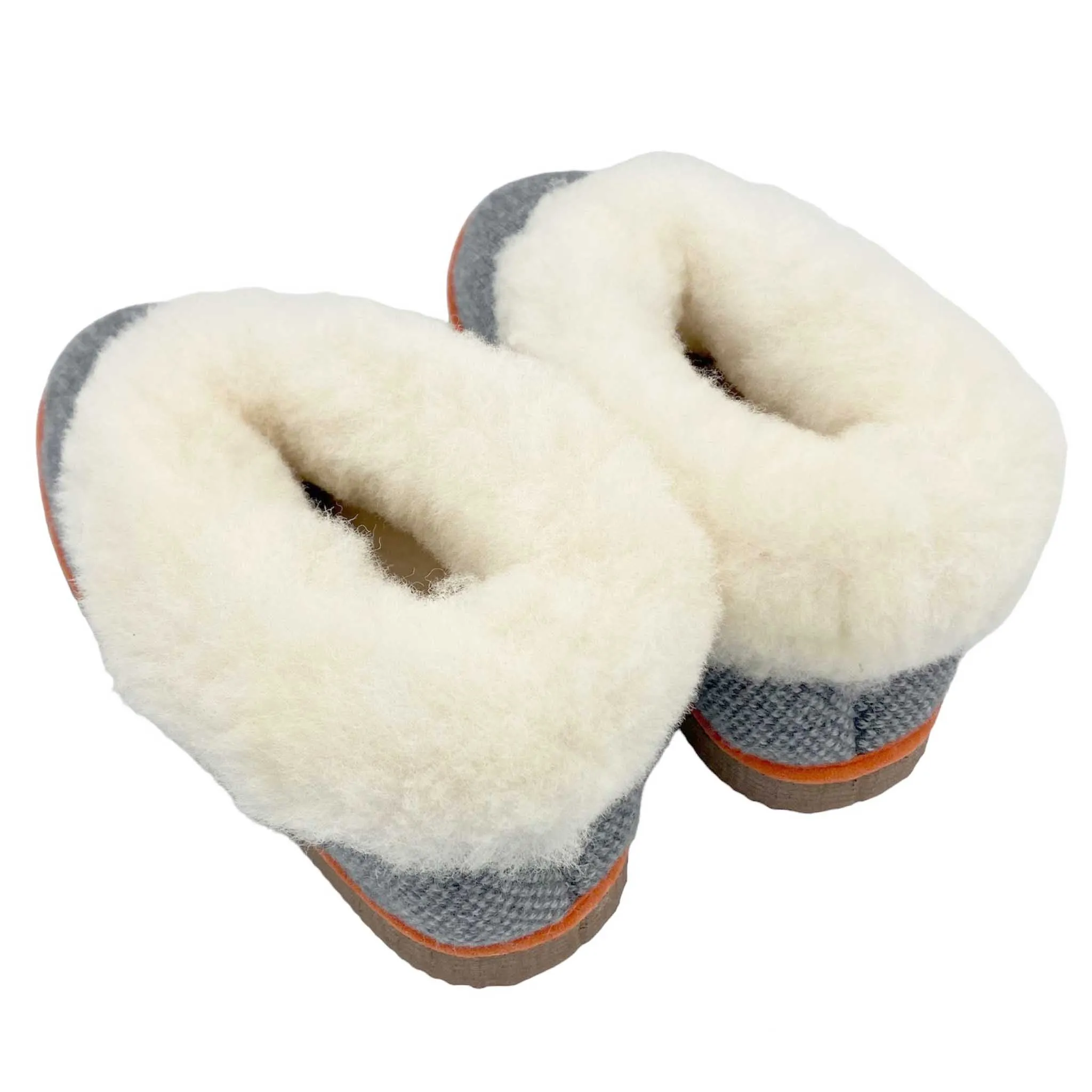 Grey Check Lambswool & Sheepskin Boot Slippers