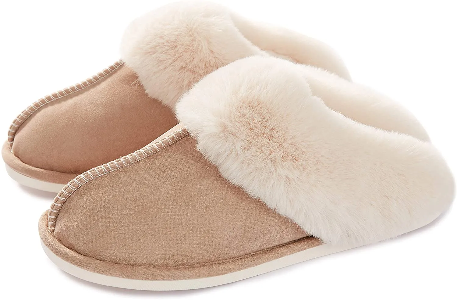 Haute Edition Cozy Faux Fur Lined Scuff Clog Indoor Outdoor Slippers