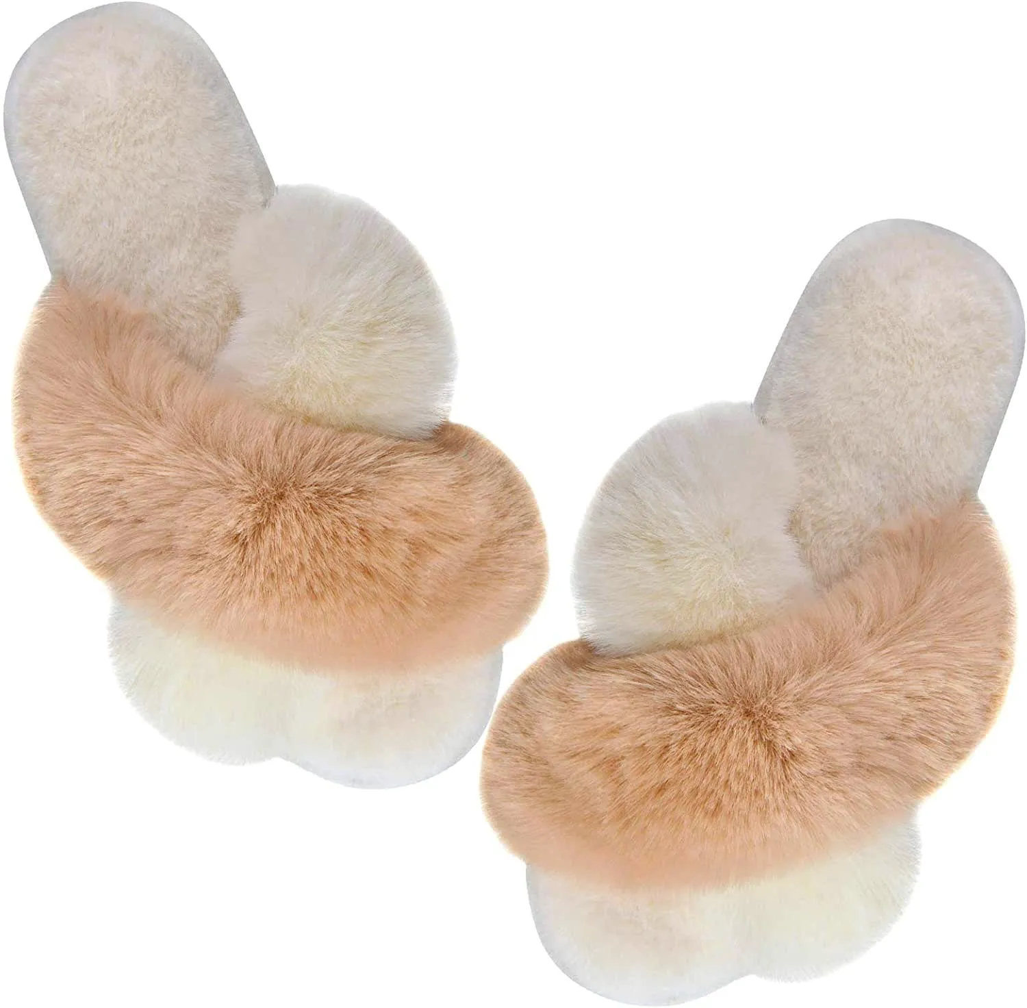 Haute Edition Women's Cozy Soft Plush Cross Strap House Slippers with Non Slip Soles