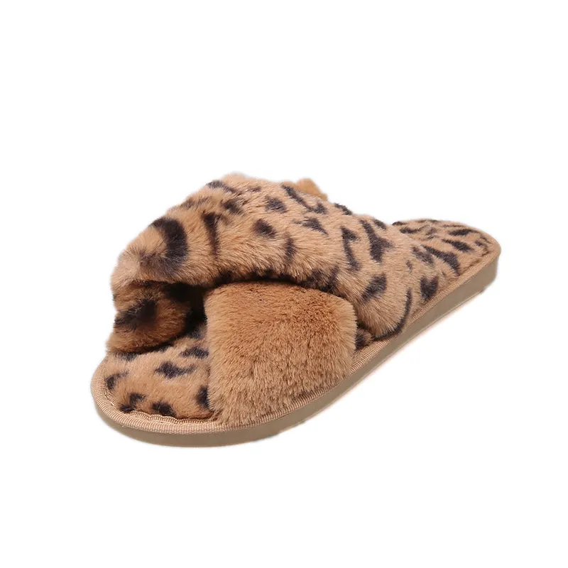 Haute Edition Women's Cozy Soft Plush Cross Strap House Slippers with Non Slip Soles