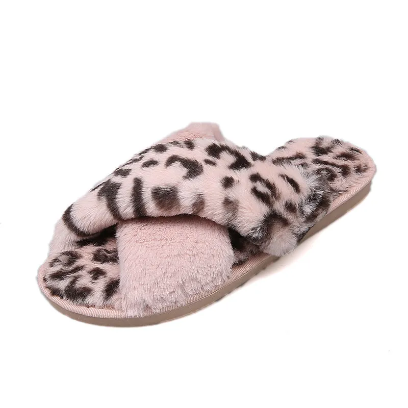 Haute Edition Women's Cozy Soft Plush Cross Strap House Slippers with Non Slip Soles