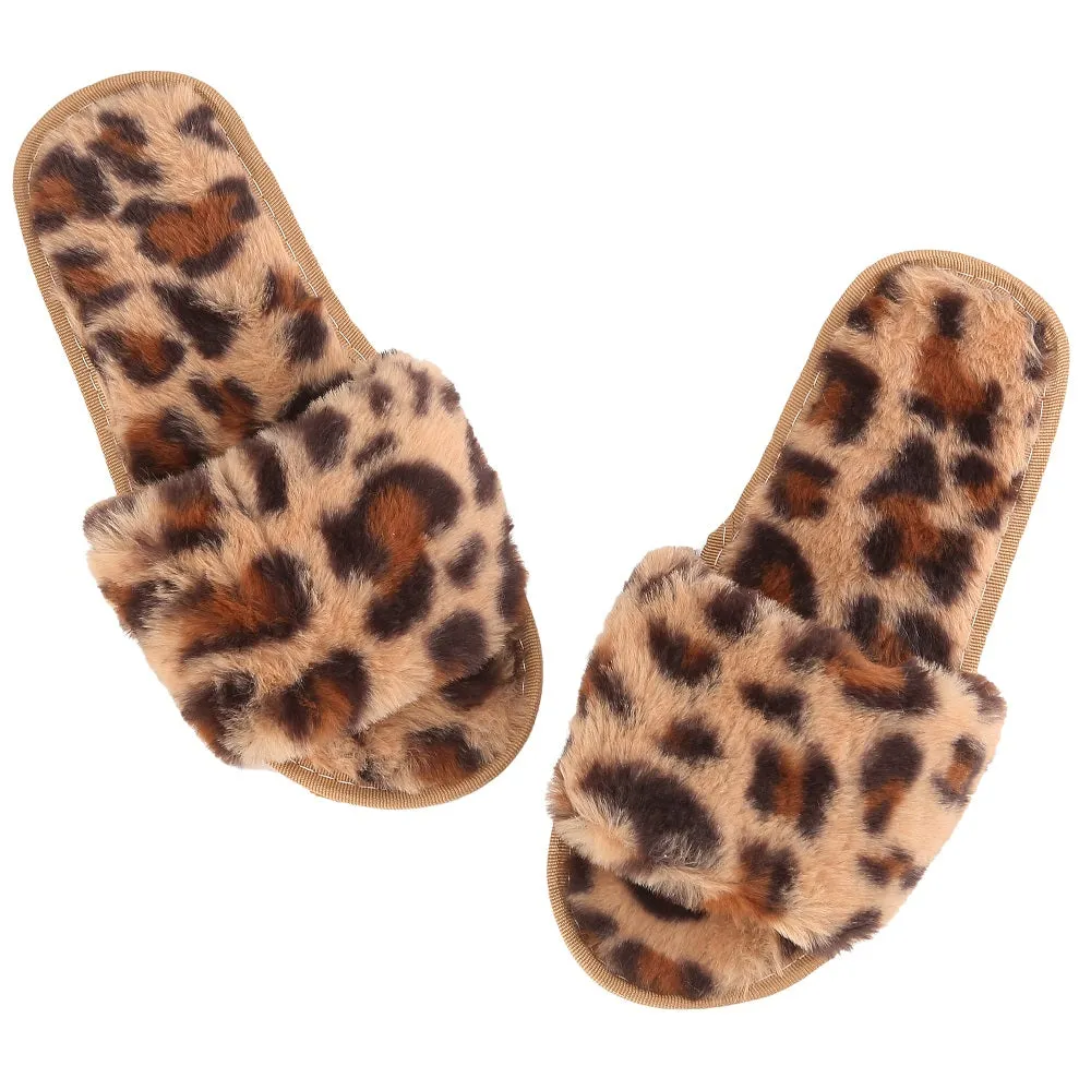 Haute Edition Women's Faux Fur Slide On House Slippers