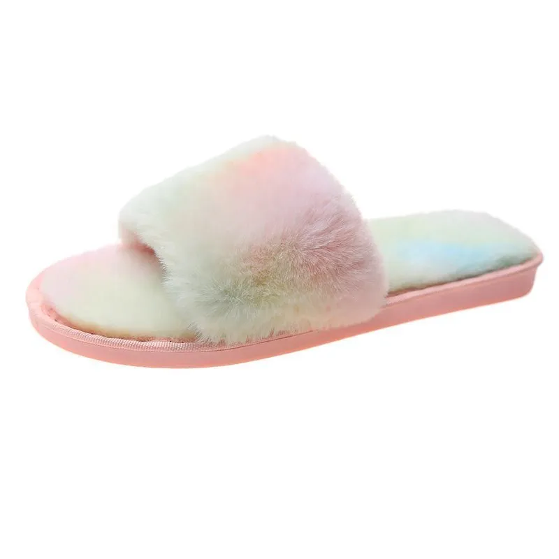 Haute Edition Women's Faux Fur Slide On House Slippers