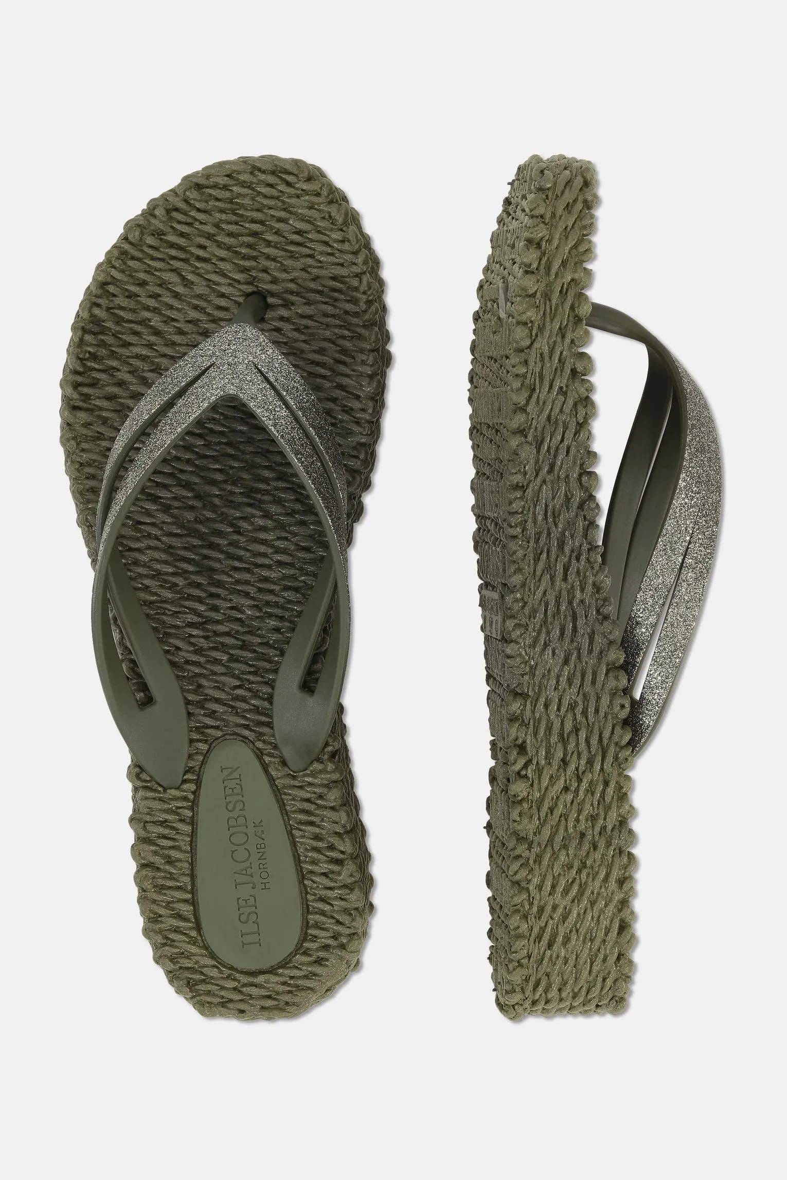 Ilse Jacobsen Flip Flop with Wedge Sole in Army Green