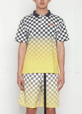 Konus Men's Checker Polo with Yellow Ombre