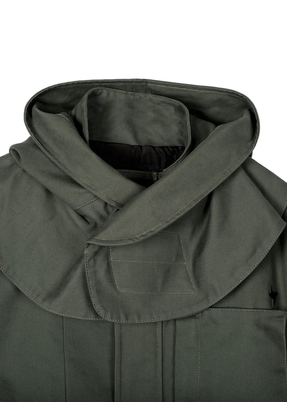 Konus Men's M-65 Jacket With Oversized Hood in Olive