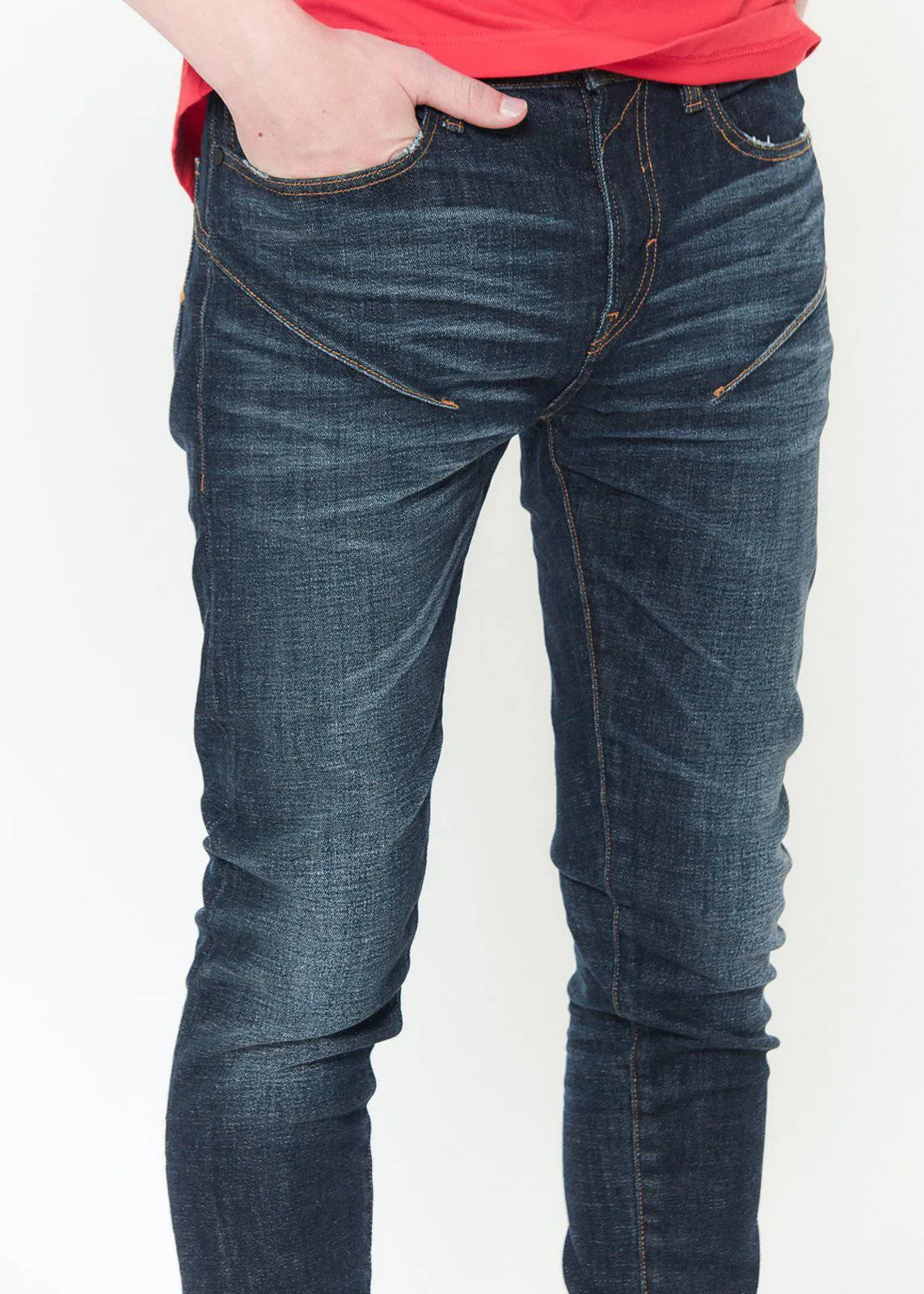 Konus Men's Skinny Jeans in Medium Wash in Dark Denim