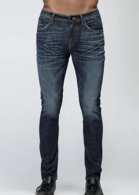 Konus Men's Skinny Jeans in Medium Wash in Dark Denim