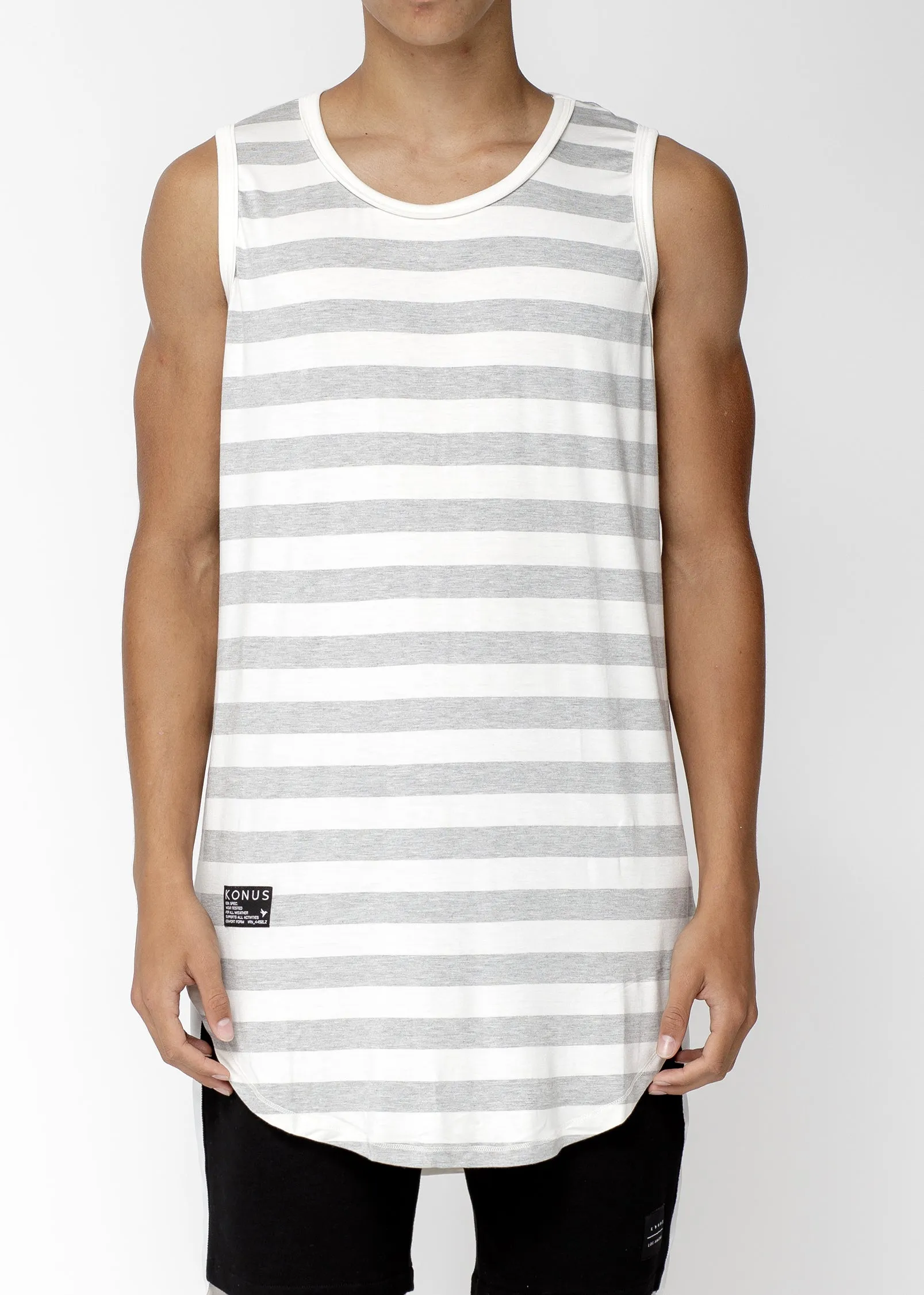 Konus Men's Stripe Tank Top in Grey