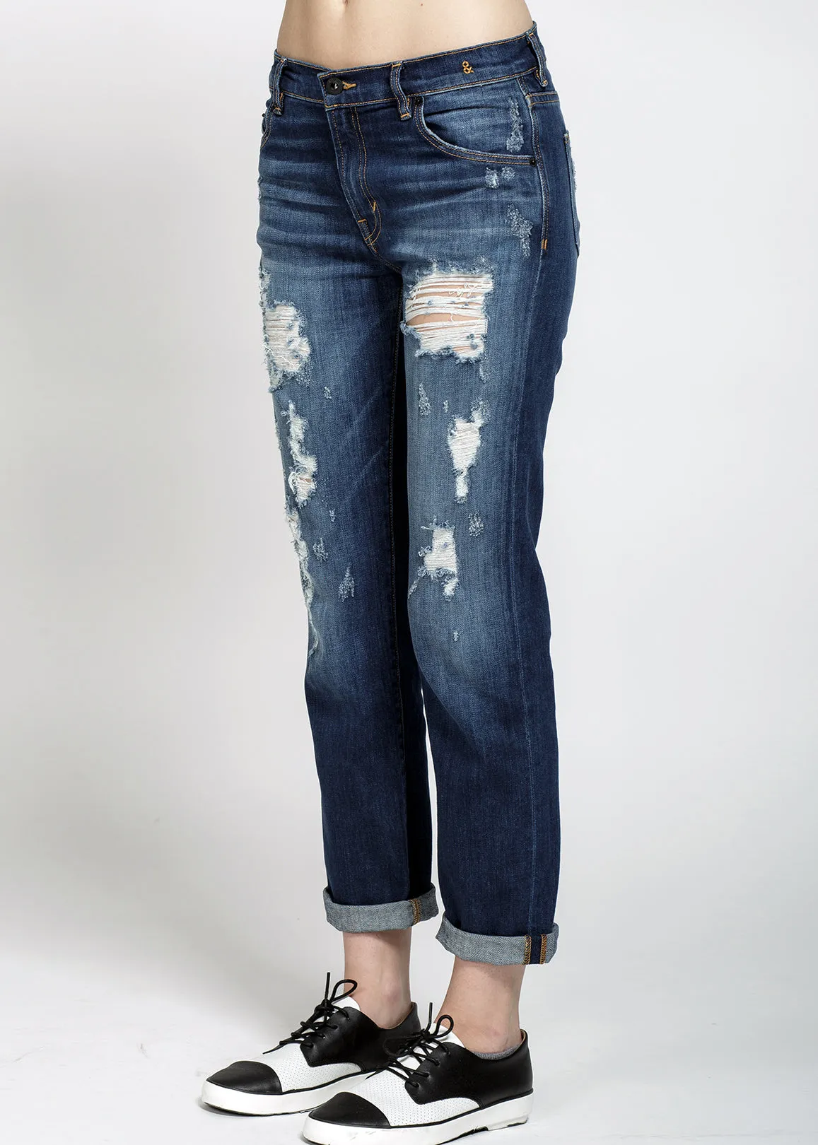 Konus Women's Distressed Jeans In Dark Blue