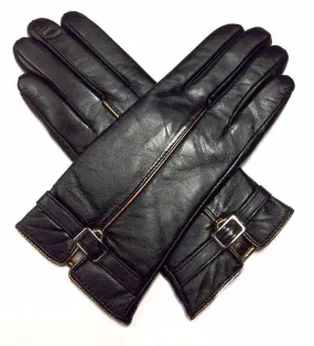 Leather Glove w/ Buckle-Black