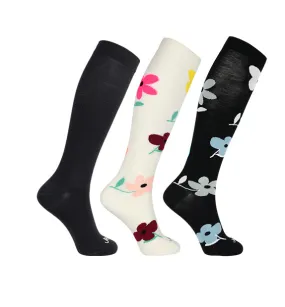 Lightweight Merino Wool Everyday Compression Socks (15-20mmHg) - Flower - 3 Pack