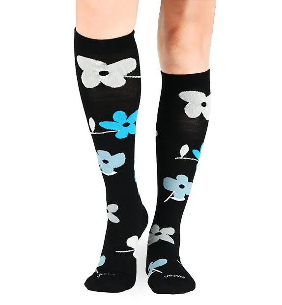 Lightweight Merino Wool Everyday Compression Socks (15-20mmHg) - Flower - 3 Pack