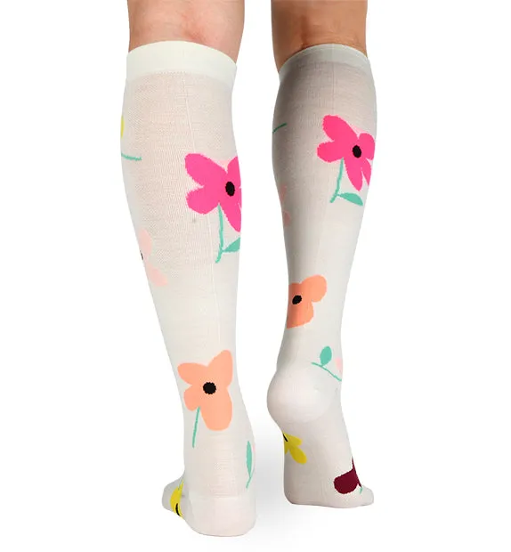 Lightweight Merino Wool Everyday Compression Socks (15-20mmHg) - Flower