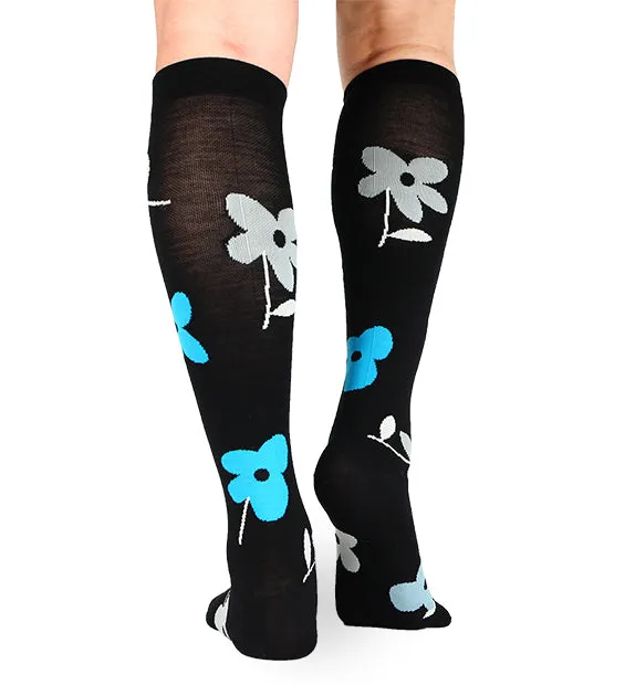 Lightweight Merino Wool Everyday Compression Socks (15-20mmHg) - Flower