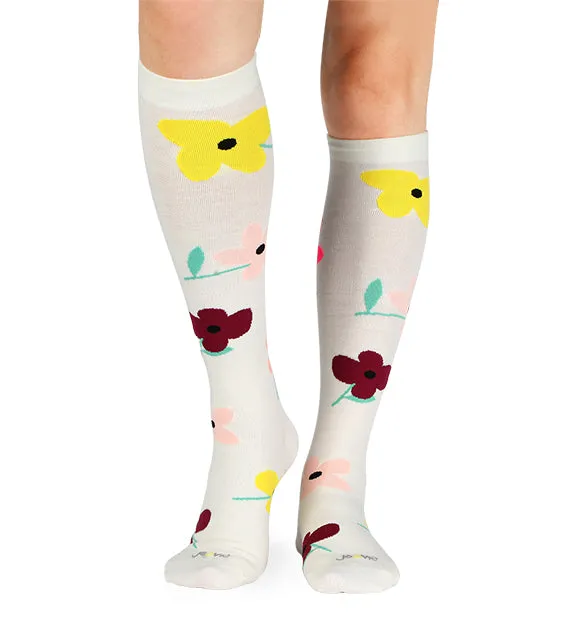 Lightweight Merino Wool Everyday Compression Socks (15-20mmHg) - Flower