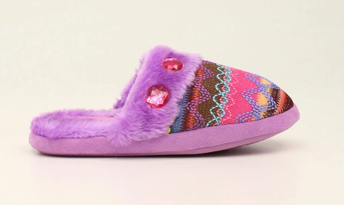 M&F 5717816 Pat Blazin Roxx Purple Knit Ladies Slide Slippers