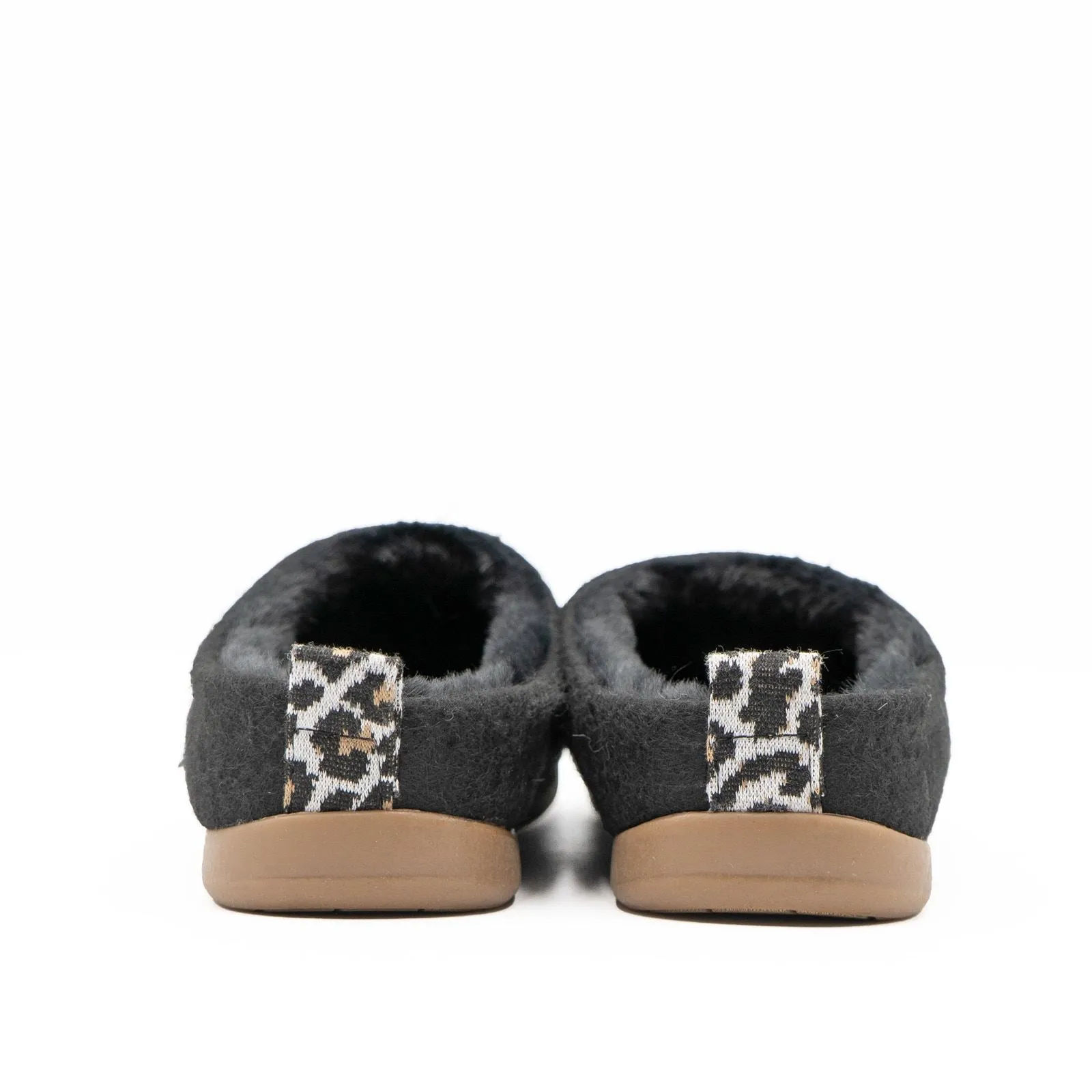 M&S Black Felt Faux Fur Lined Mule Slippers