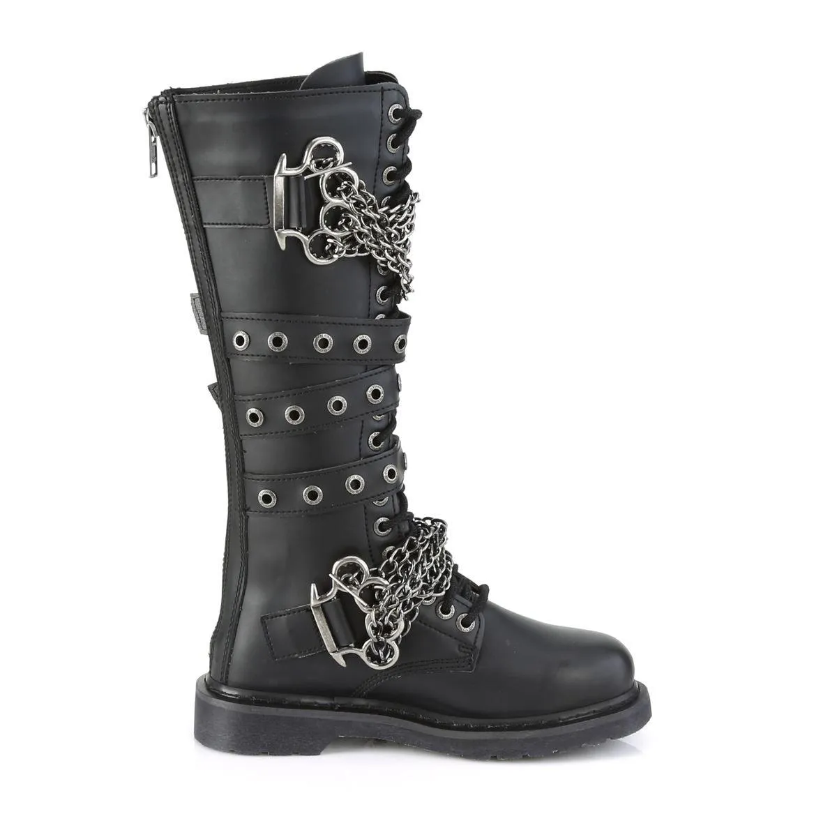 Mens Biker Boots Demonia Bolt-450 Goth Punk Rock Chain Knee High Combat Boots