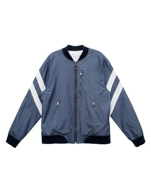 Men's Chambray Ma-1 Bomber Jacket in Navy