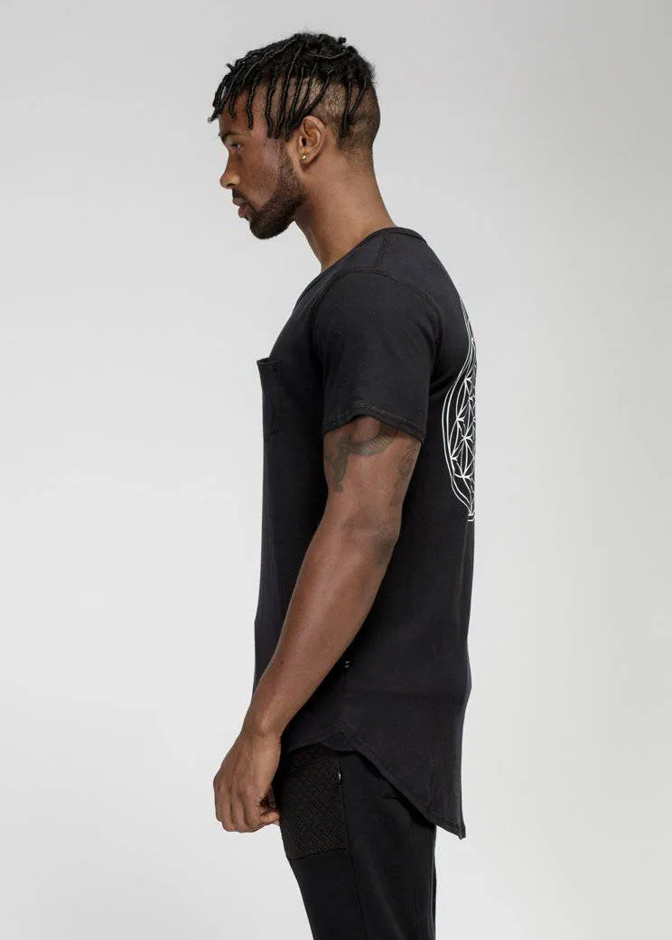 Men's GRSH Graphic Curved Hem Tee in Black