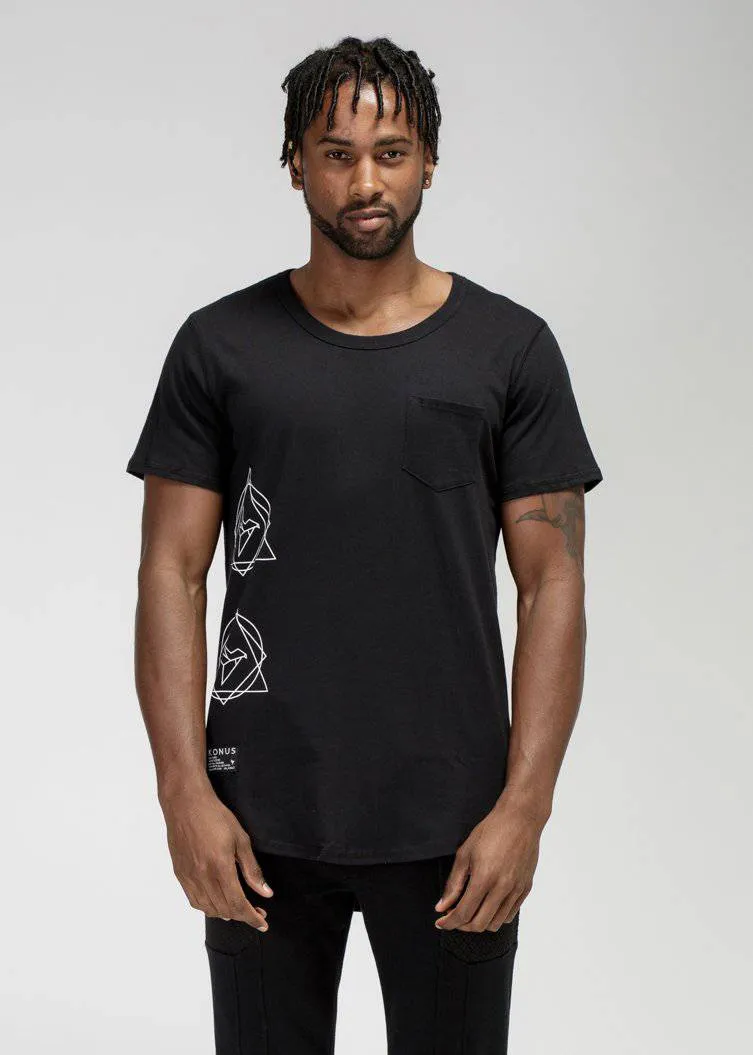 Men's GRSH Graphic Curved Hem Tee in Black