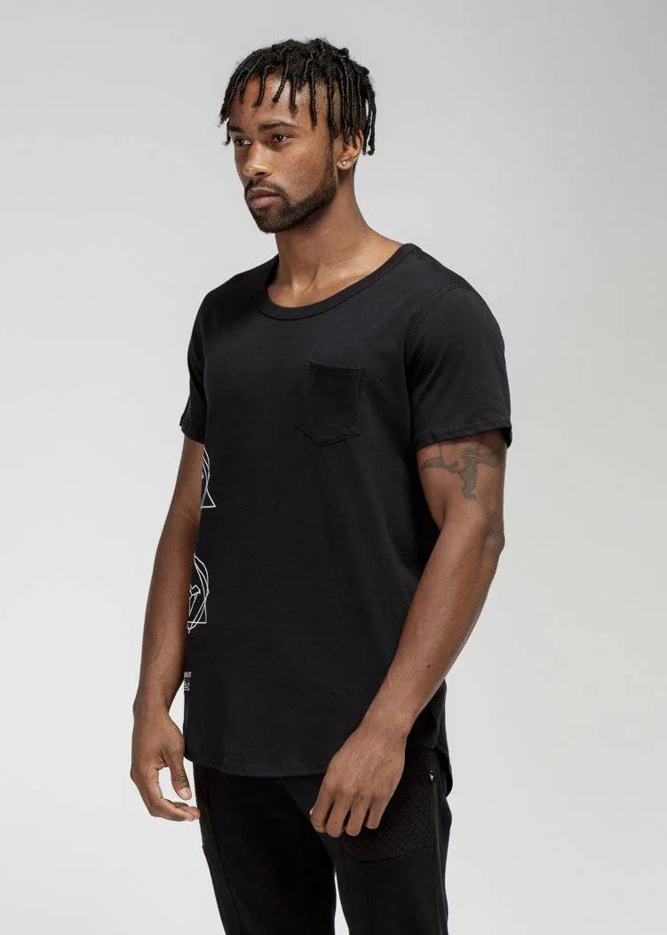 Men's GRSH Graphic Curved Hem Tee in Black