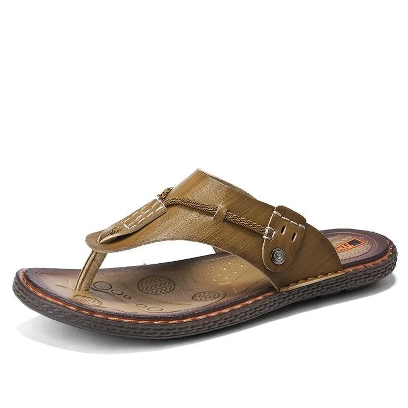 Men's Open Toe Flip-Flops with Adjustable Strap Buckle