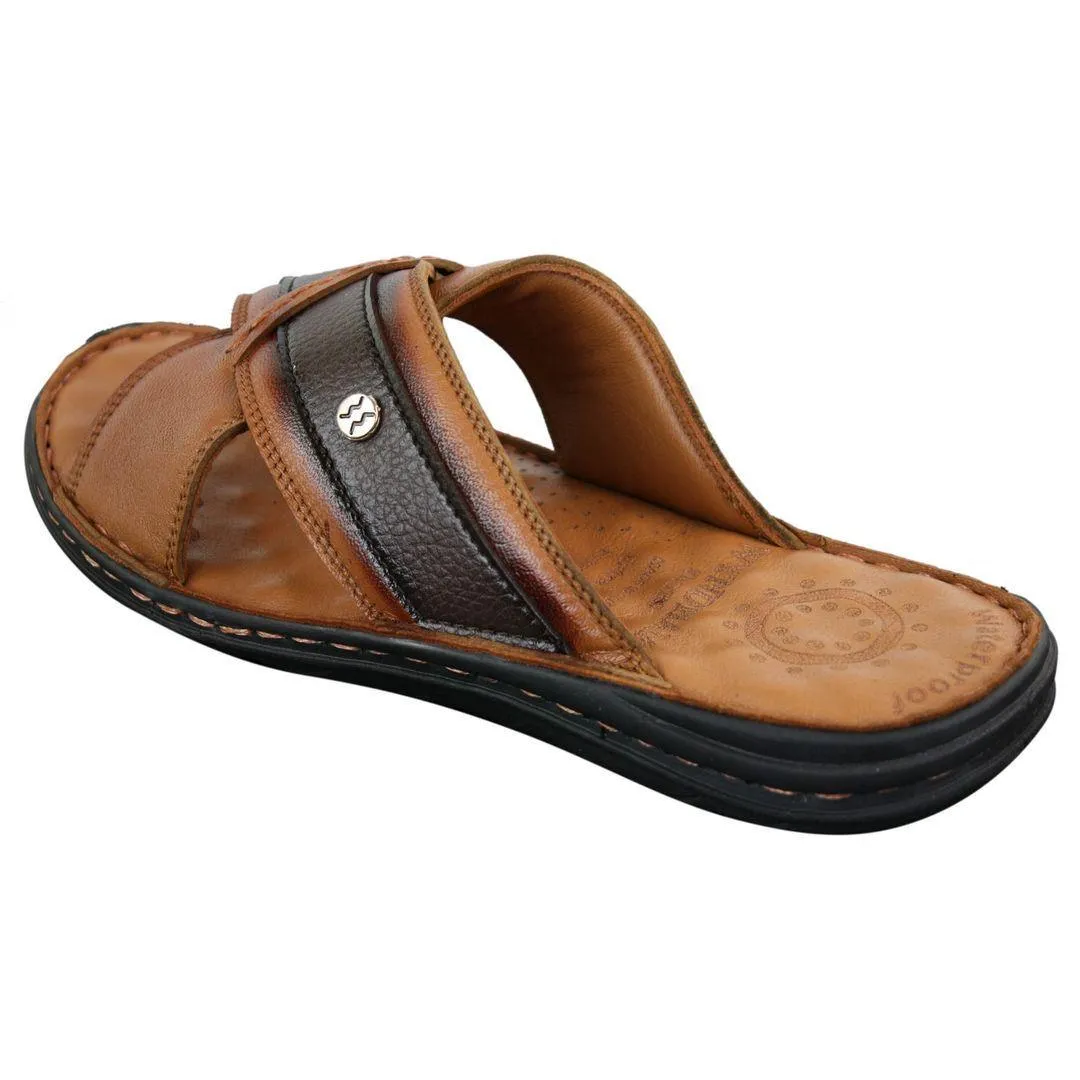 Mens Pure Real Leather Flip Flops Slip On Slippers Premium Comfort Waterproof Sandals